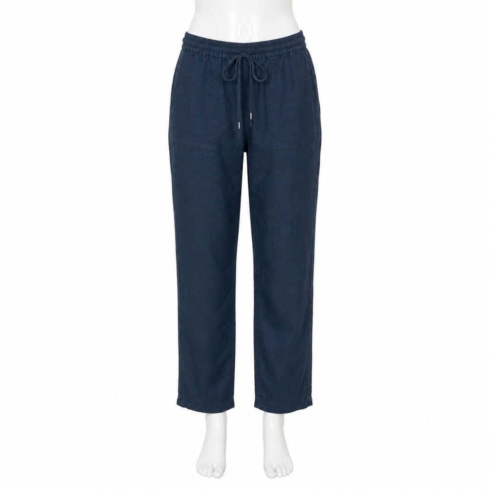 J Crew Seaside Linen Pants Women's Small Tall ST Blue Coastal Vacation Beach
